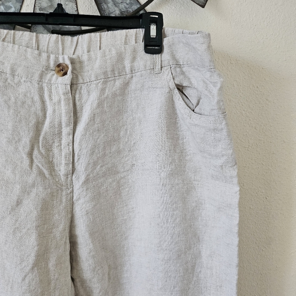 Chico’s 100% Linen Cropped Wide Leg Pants Beige Travel Resort Women’s Size 16. - Picture 11 of 12